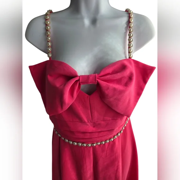 NWT Main Strip Pink Embellished Sleeveless Jumpsuit Size M - Picture 2 of 4